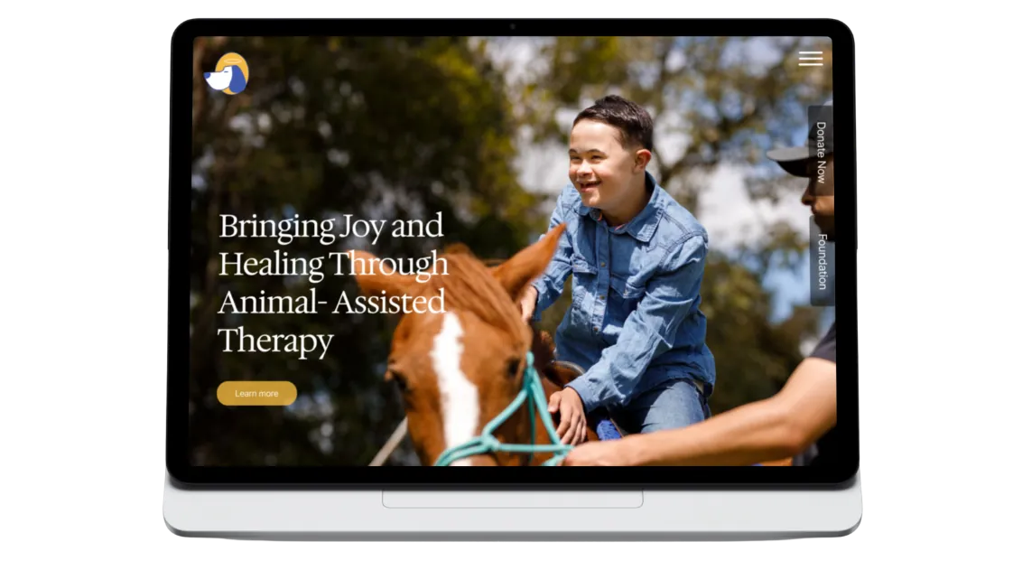 The redesigned Animal Angels Foundation site on a tablet