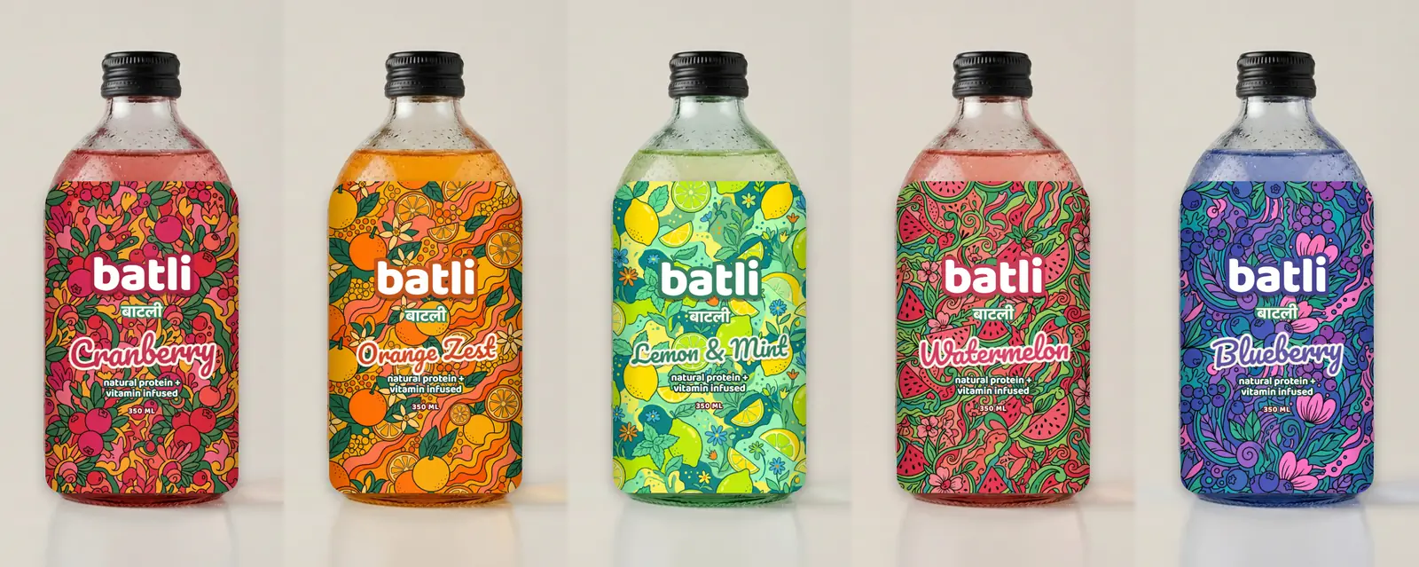The full Batli range photographed together as a single shelf block