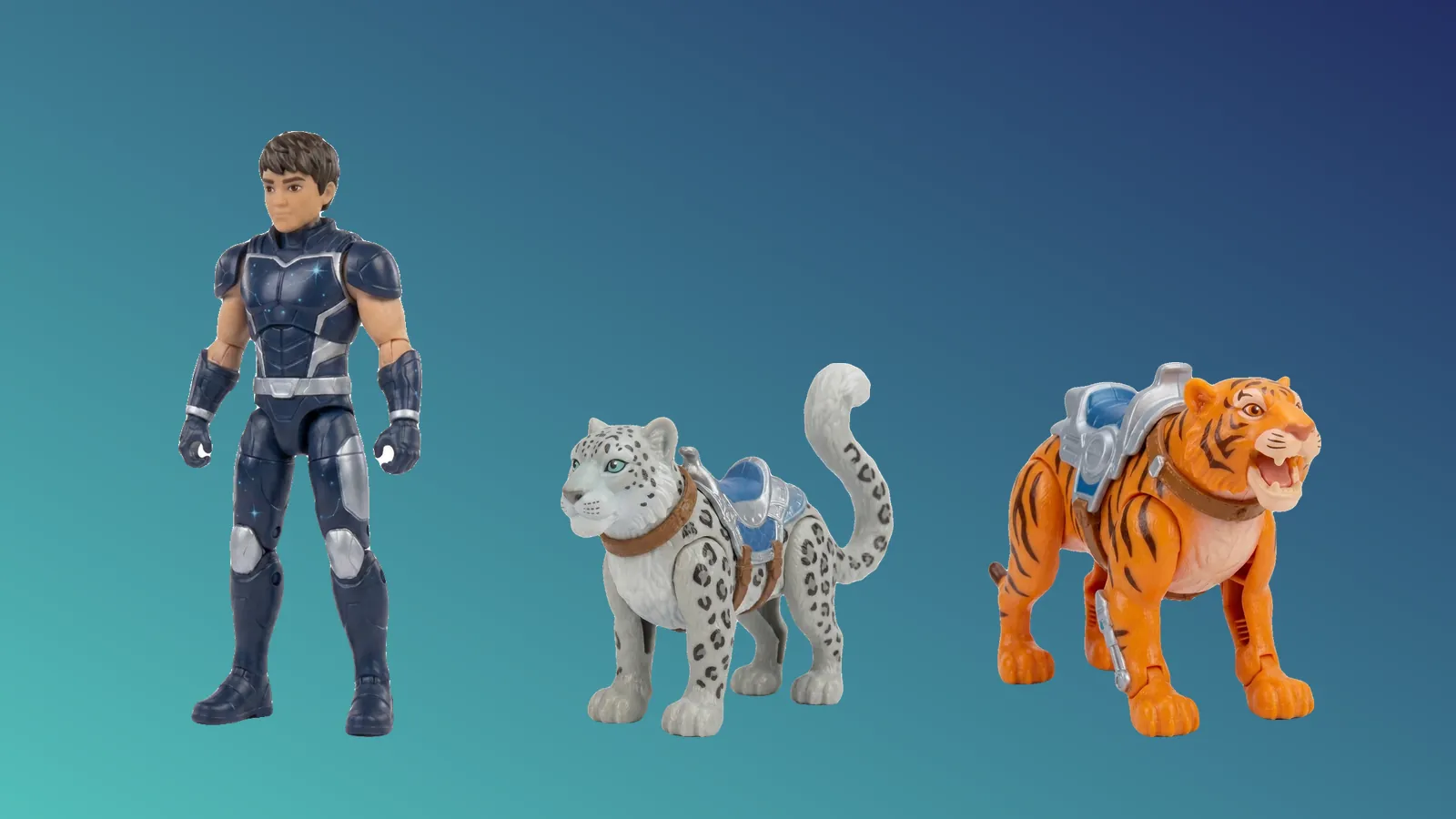Onyx the Night Guardian with Frost the Snow Leopard and Stripe the Tiger