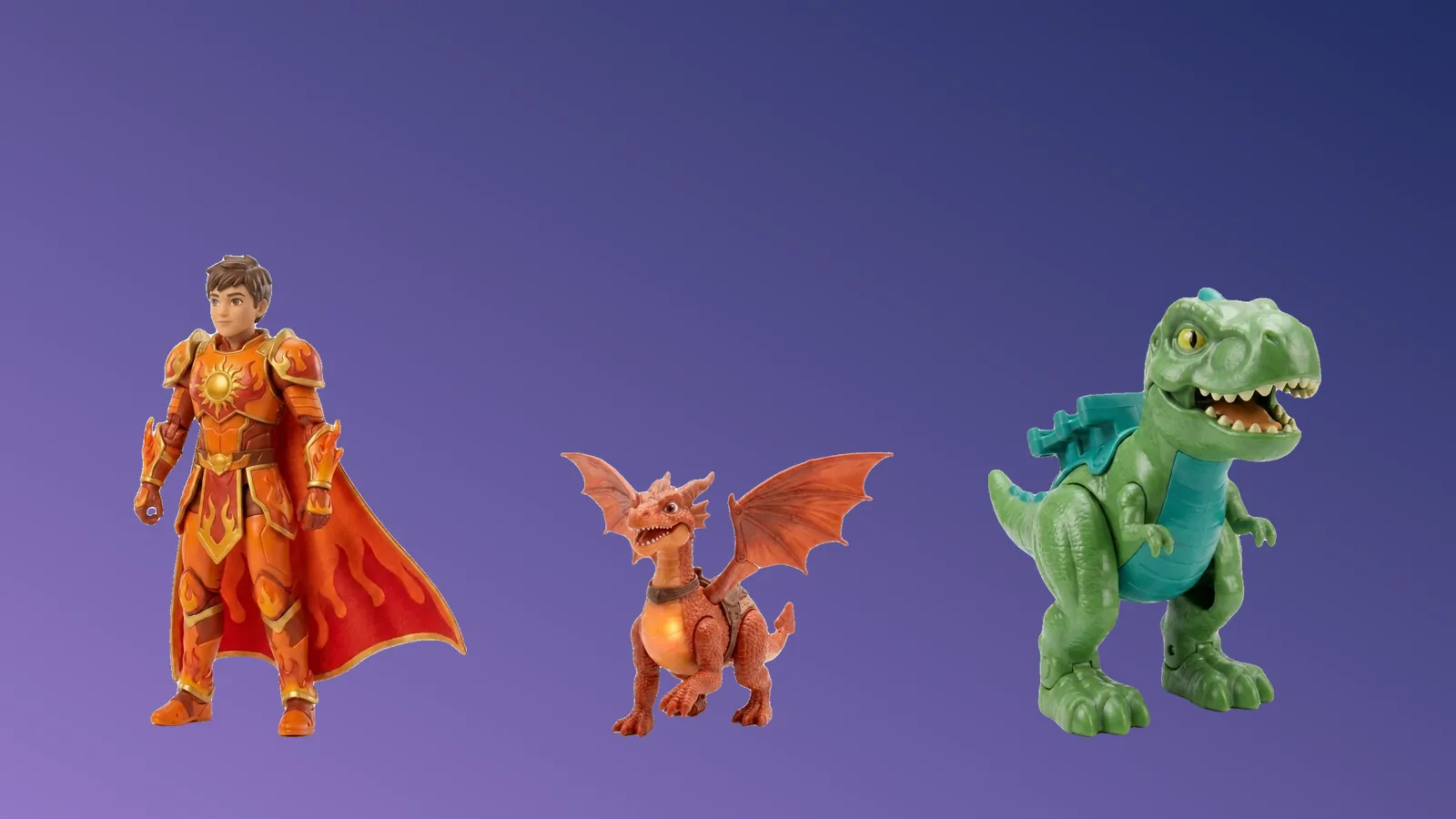 Blaze the Sun Guardian with Emberclaw the Dragon and Titan the T-Rex